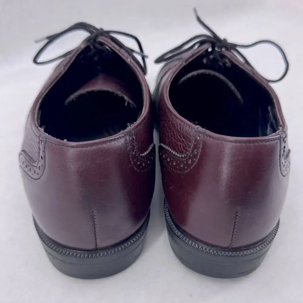 EUC Clarks Stanford Brogue Oxford Leather Cap Toe Shoes Dark Burgundy Men’s sz 7